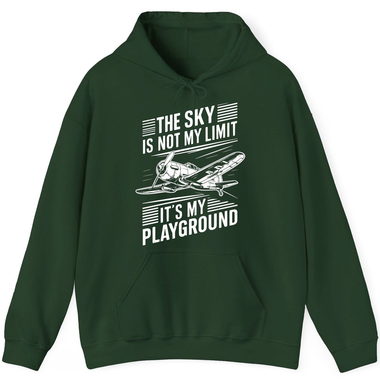 The Sky Is Not My Limit It's My Playground vintage airplane Hoodie Forest Green product mockup