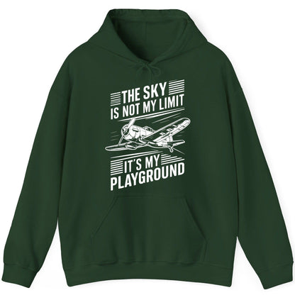 The Sky Is Not My Limit It's My Playground vintage airplane Hoodie Forest Green product mockup