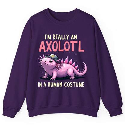 I'm Really an Axolotl in a Human Costume axolotl Sweatshirt Purple product mockup