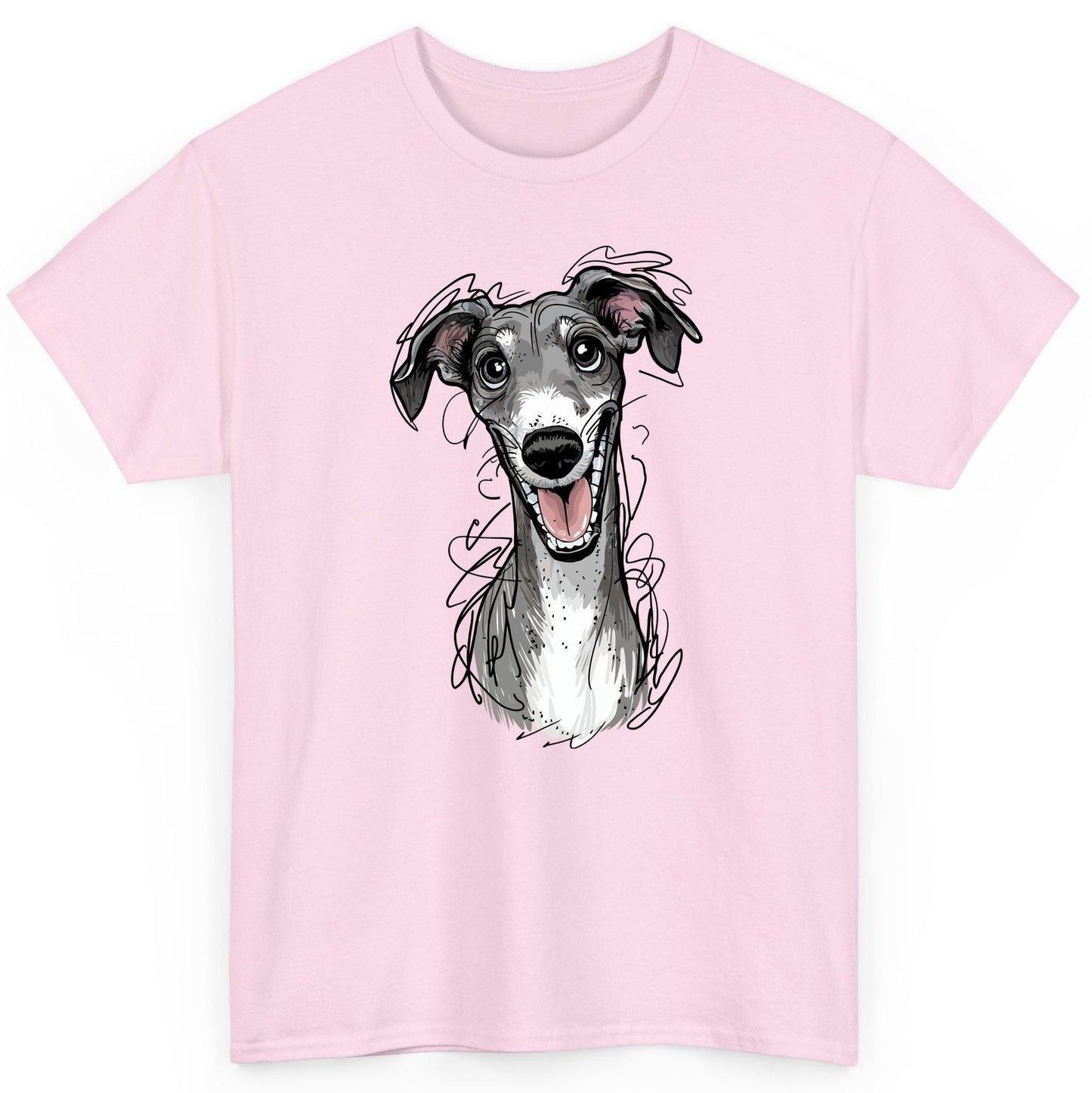 Smiling Greyhound Caricature greyhound T-Shirt Light Pink product mockup