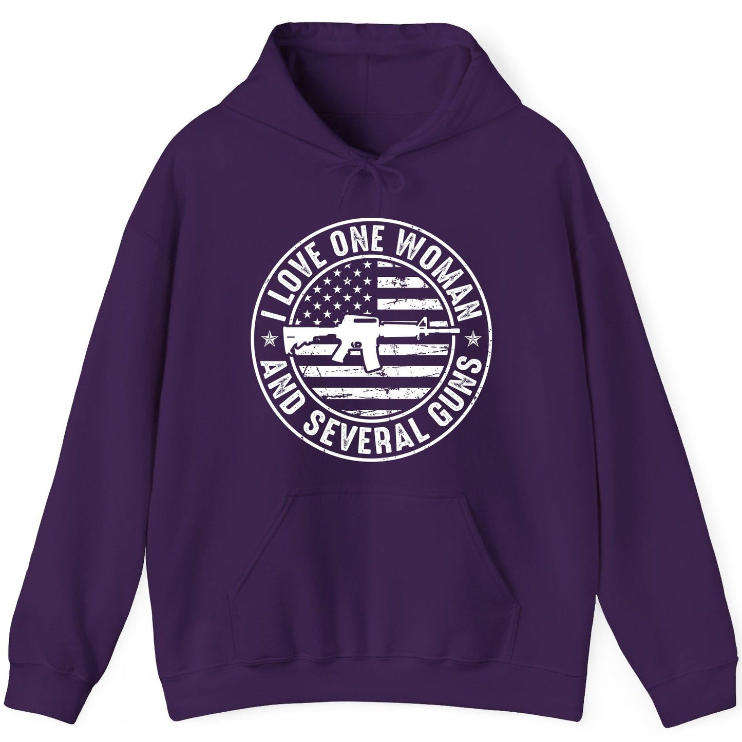 I LOVE ONE WOMAN AND Several GUNS Funny Gun Owners Hoodie - product mockup - Purple