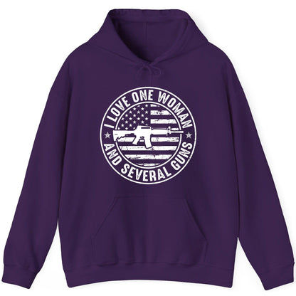 I LOVE ONE WOMAN AND Several GUNS Funny Gun Owners Hoodie - product mockup - Purple