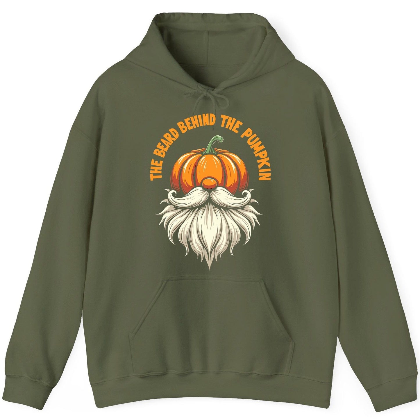 The Beard Behind the Pumpkin Halloween gnome Hoodie Military Green product mockup