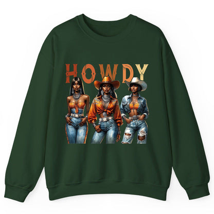 Howdy black cowgirls Sweatshirt Forest Green product mockup