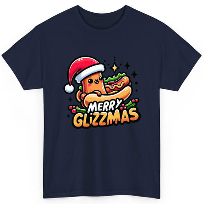 Merry Glizzmas hot dog T-Shirt Navy product mockup