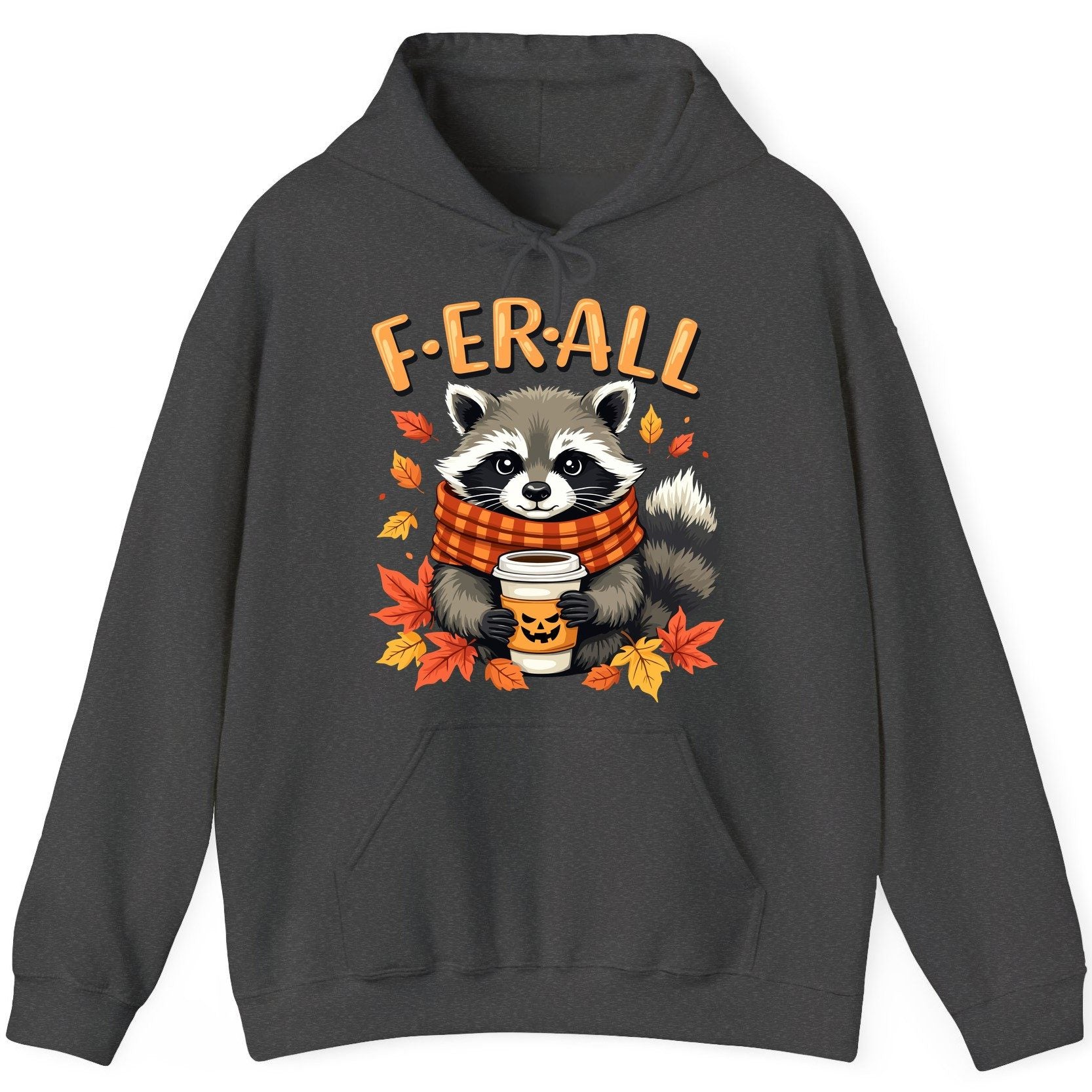 F ER All raccoon Hoodie Dark Heather product mockup