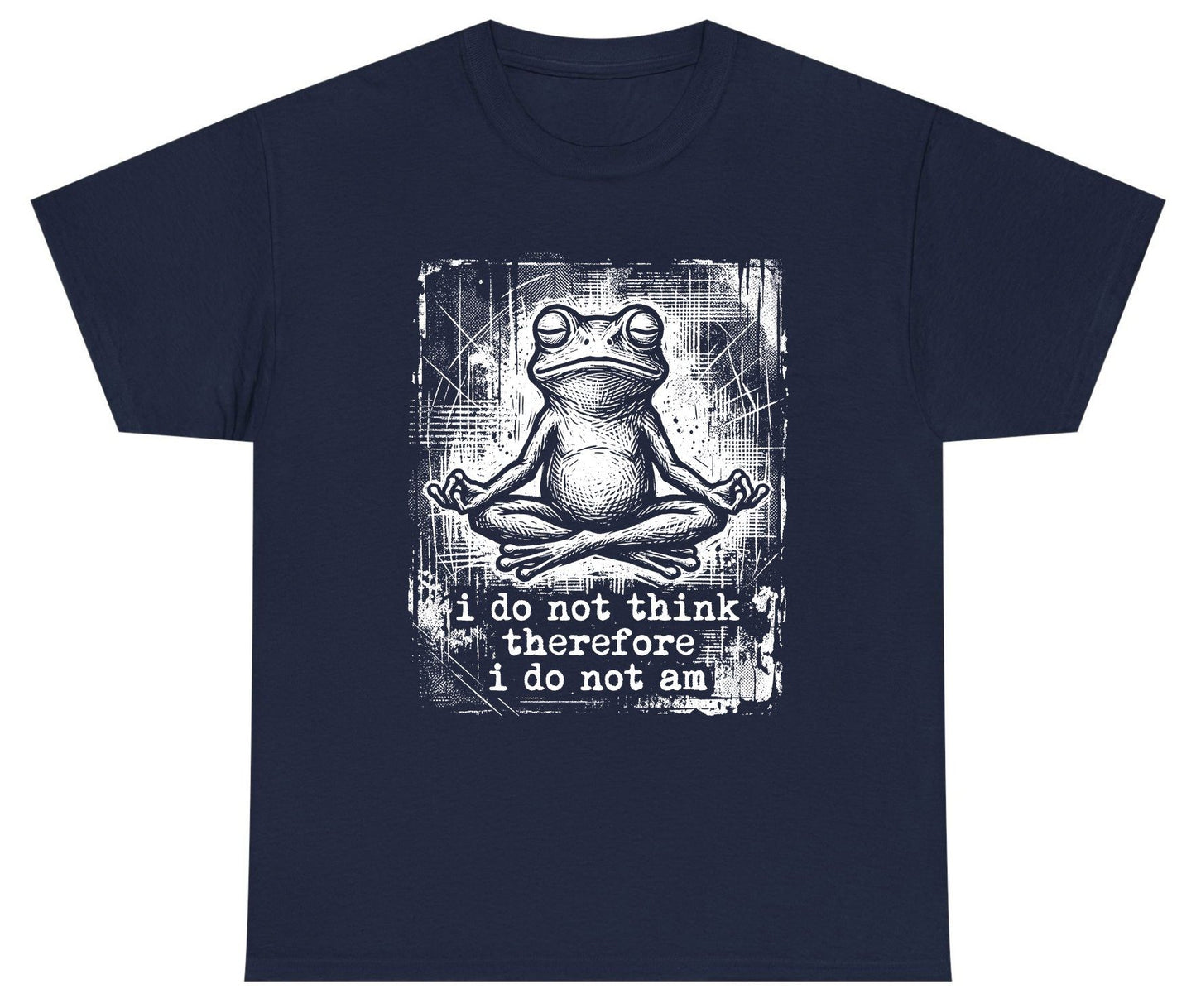 I Do Not Think Therefore I Do Not Am meditating frog Youth T-Shirt Navy product mockup