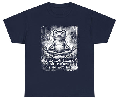 I Do Not Think Therefore I Do Not Am meditating frog Youth T-Shirt Navy product mockup