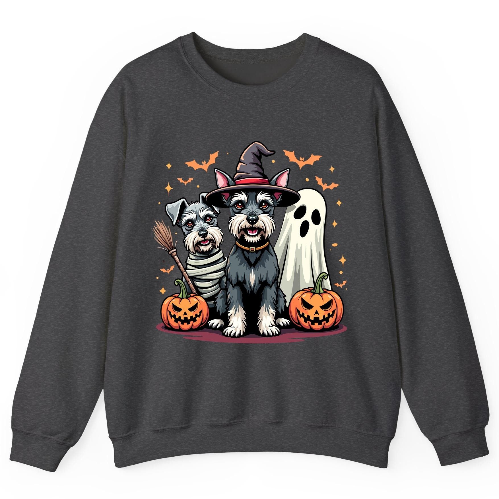 Halloween Schnauzer Dogs schnauzer dogs Sweatshirt Dark Heather product mockup