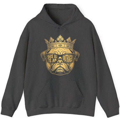 This Is An Outrage! Pug Hoodie Dark Heather product mockup