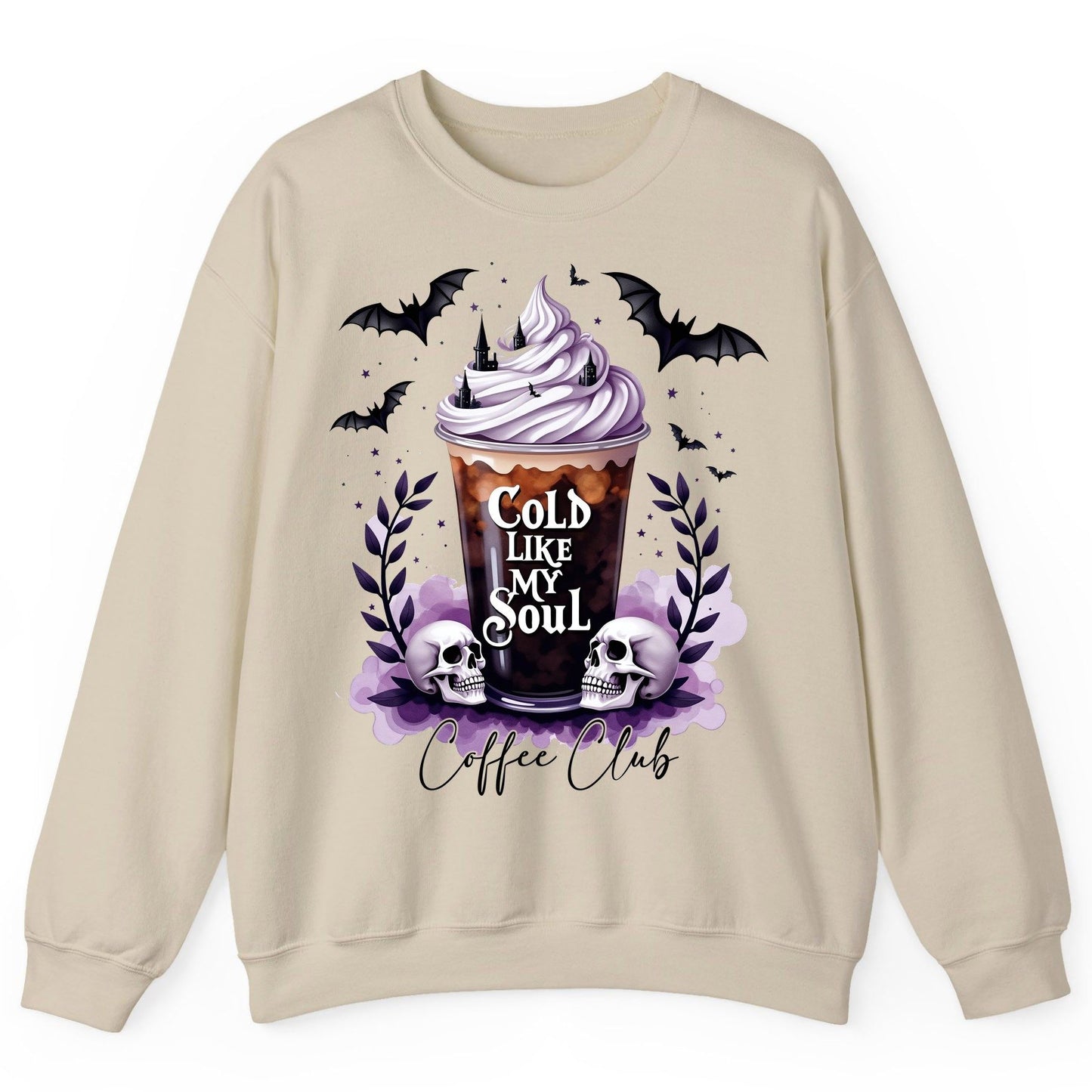 Cold Like My Soul gothic iced coffee Sweatshirt Sand product mockup
