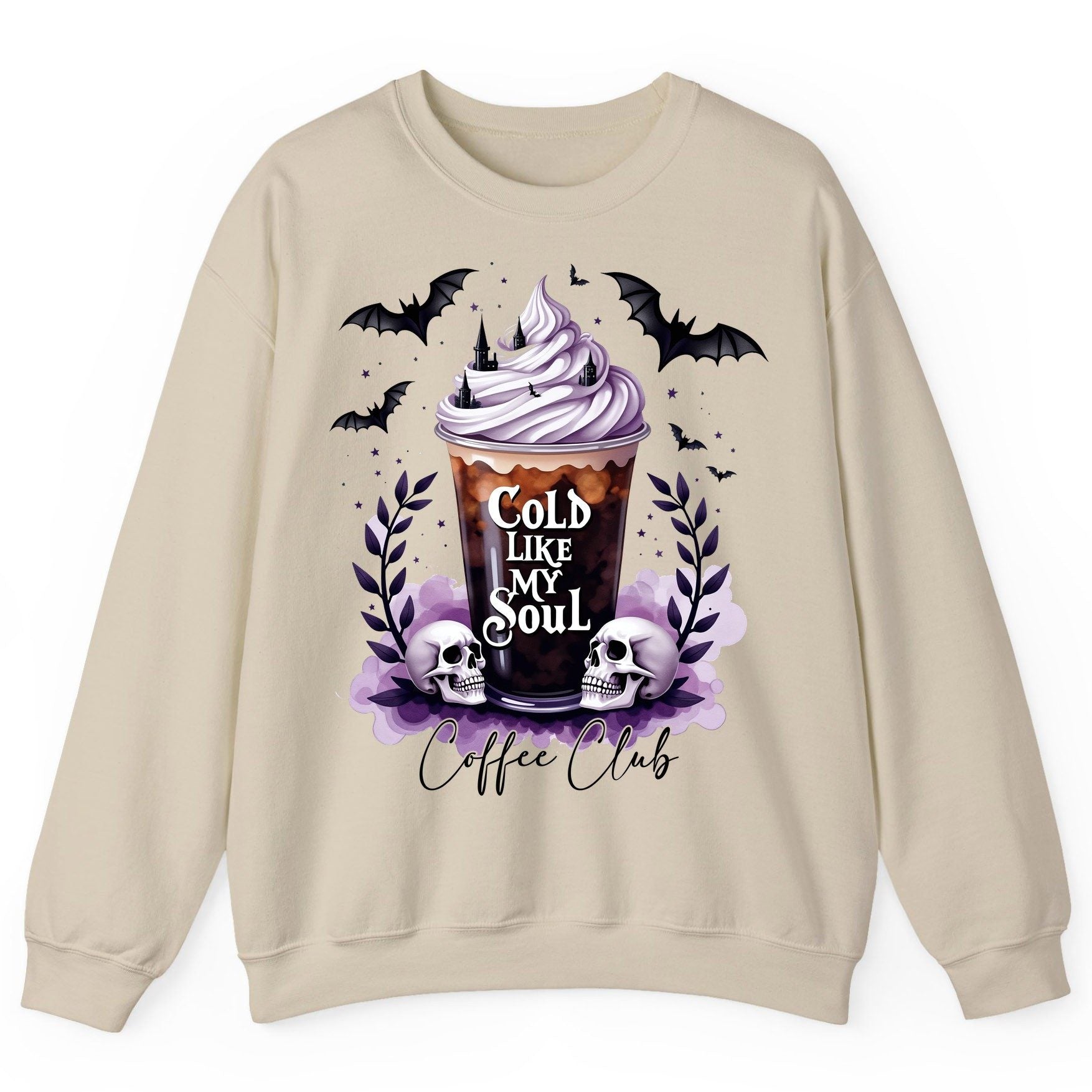 Cold Like My Soul gothic iced coffee Sweatshirt Sand product mockup