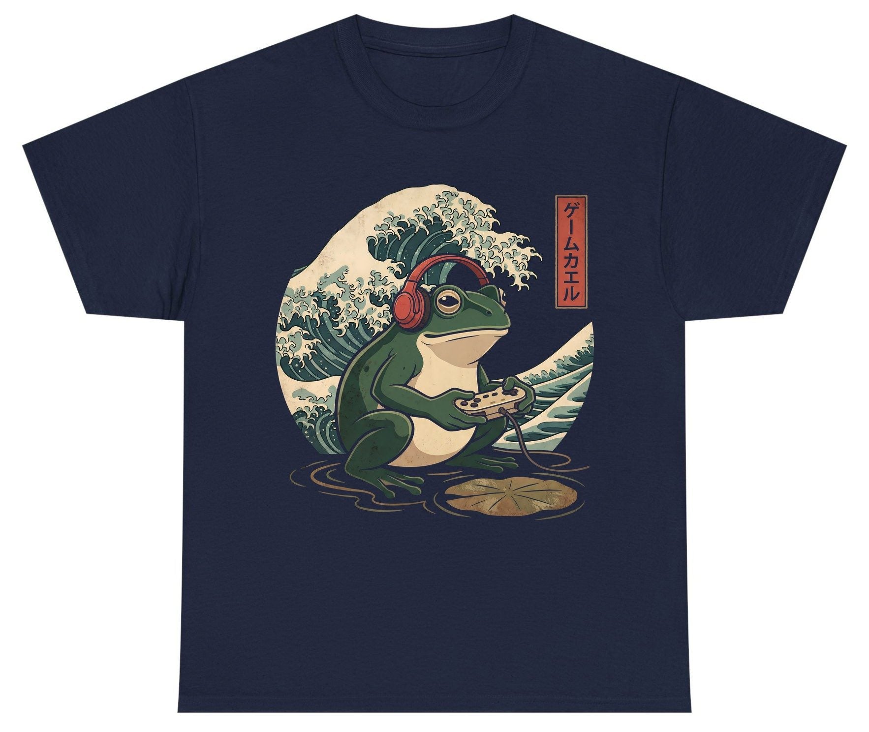 ゲームカエル gamer frog Youth T-Shirt Navy product mockup
