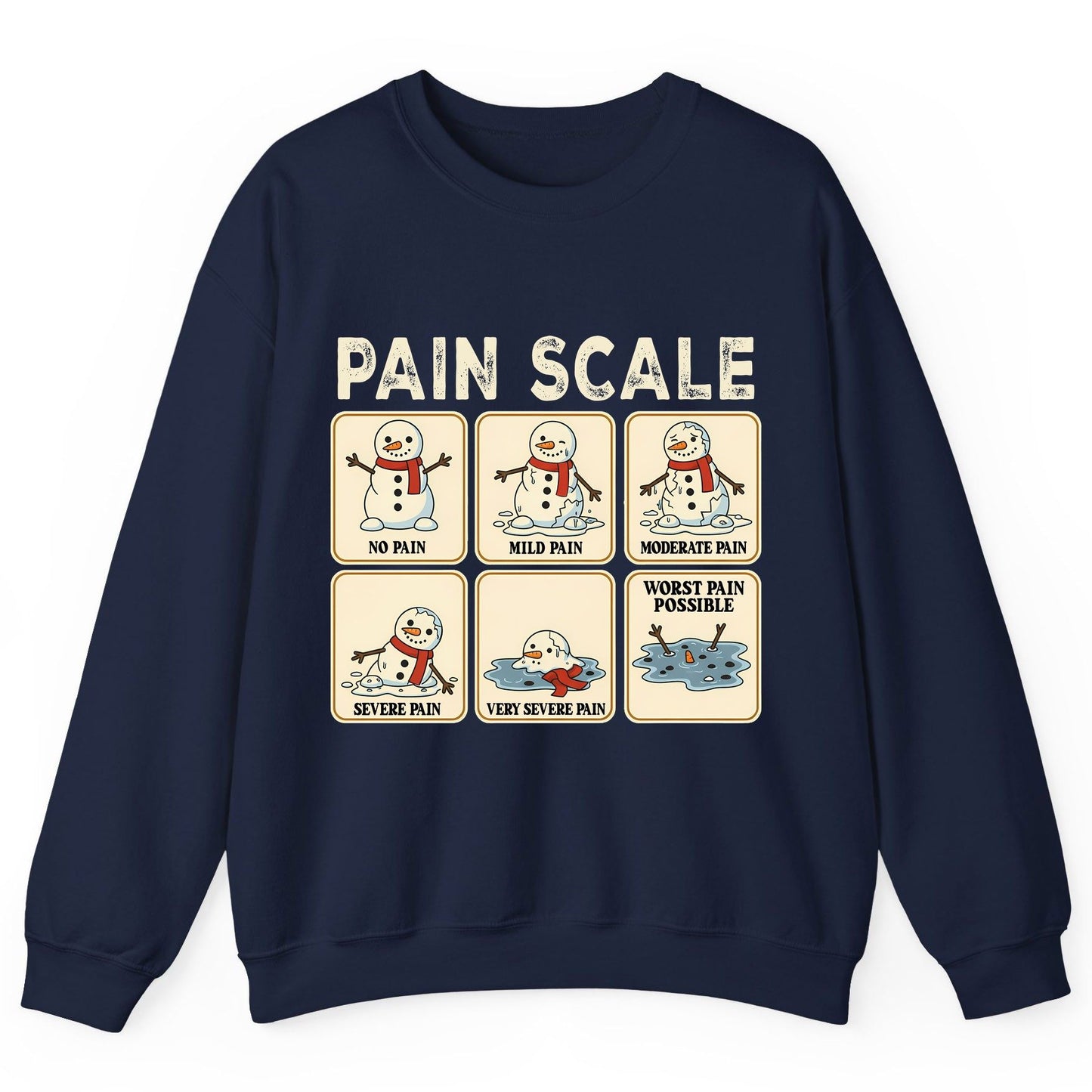 Pain Scale No Pain Mild Pain Moderate Pain Severe Pain Very Severe Pain Worst Pain Possible snowman Sweatshirt Navy product