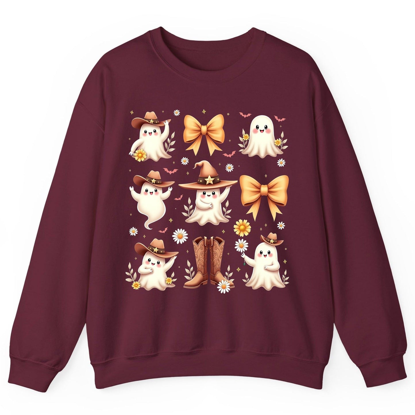 Boo Haw Cute Ghost cute ghost Sweatshirt Maroon product mockup