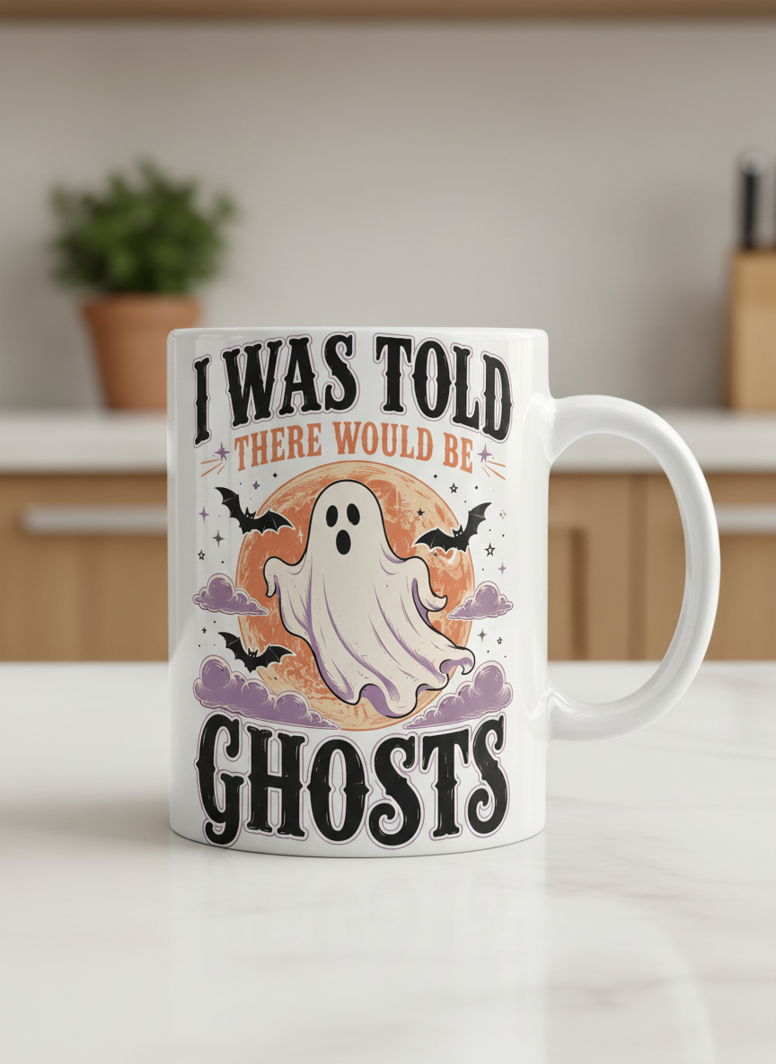 Funny I Was Told There Would Be Ghosts White Mug - product mockup - White