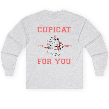 Cupicat Est 1823 for You cupid cat Long Sleeve Tee Ash product mockup