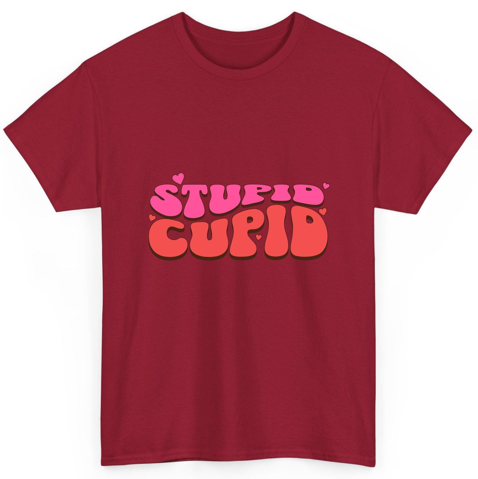 Stupid Cupid anti-Valentine's Day T-Shirt Cardinal Red product mockup