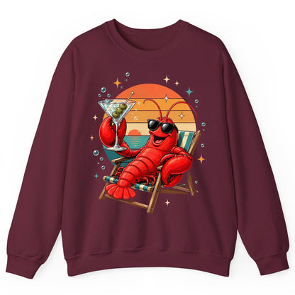 Funny Lobster Drinking Martini lobster Sweatshirt Maroon product mockup