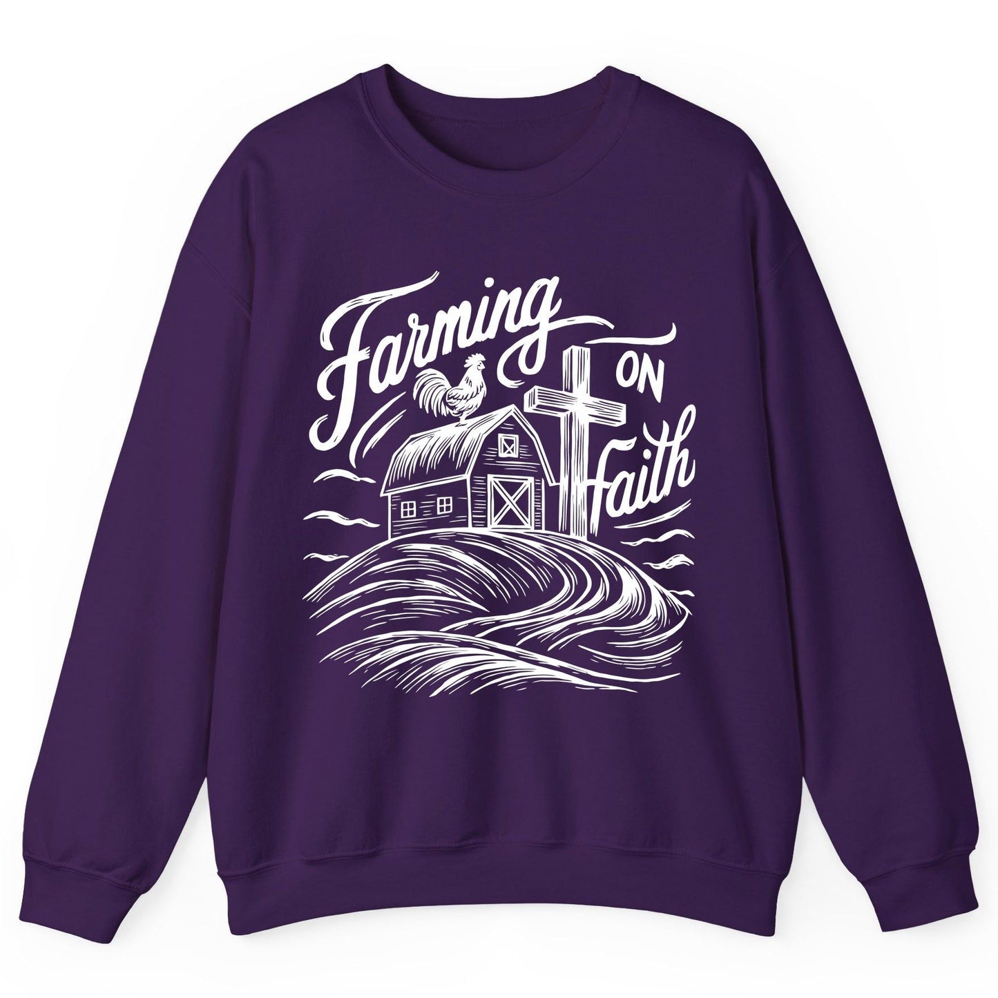 Farming on Faith christian farming Sweatshirt Purple product mockup
