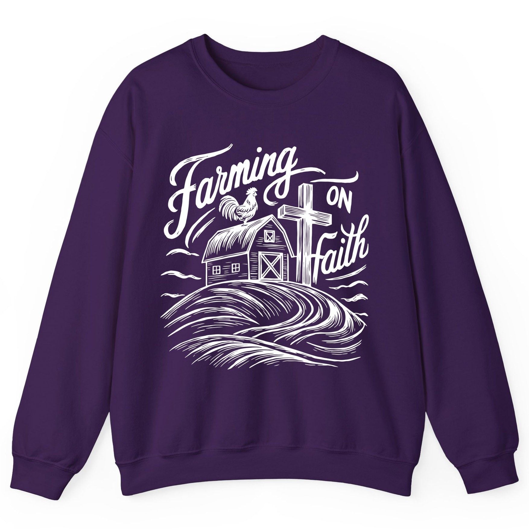 Farming on Faith christian farming Sweatshirt Purple product mockup