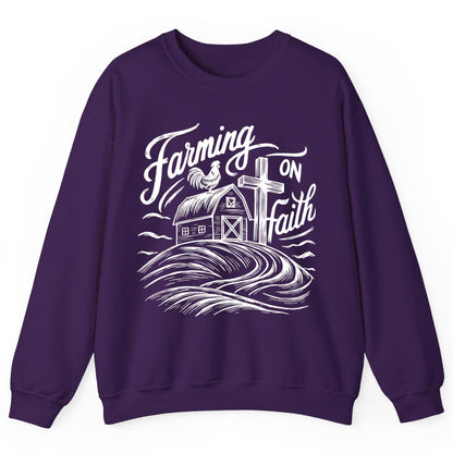 Farming on Faith christian farming Sweatshirt Purple product mockup