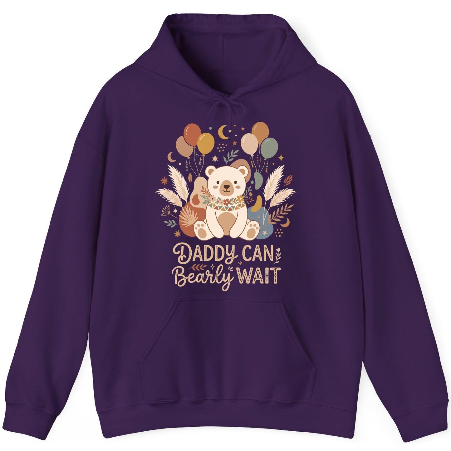 Daddy Can Bearly Wait Baby Shower Hoodie - product mockup - Purple
