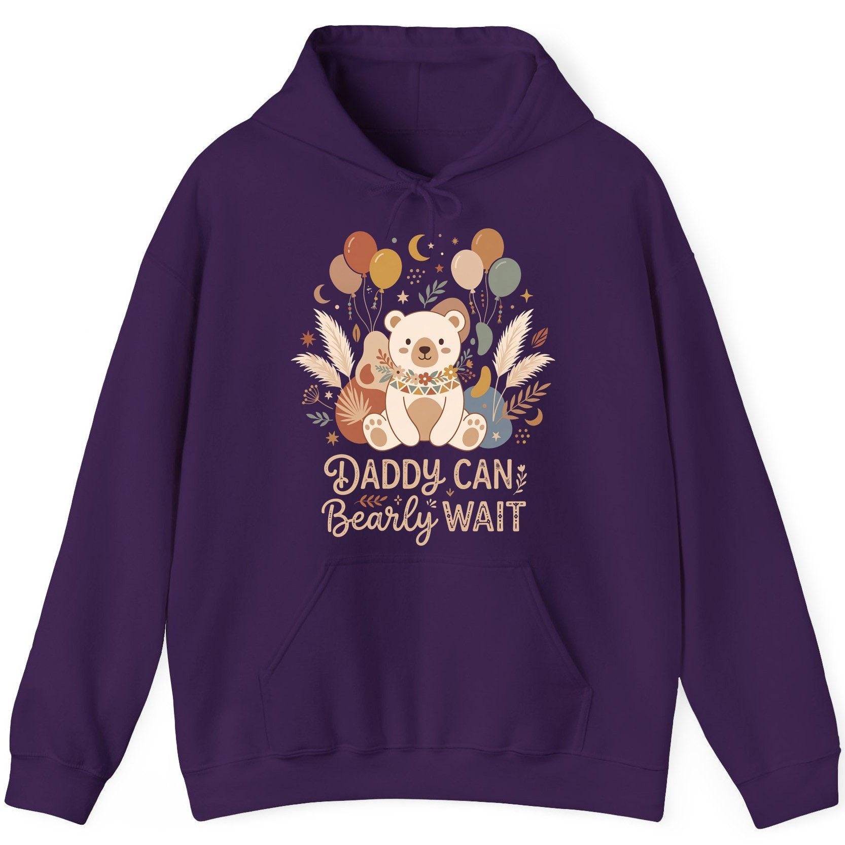 Daddy Can Bearly Wait Baby Shower Hoodie - product mockup - Purple