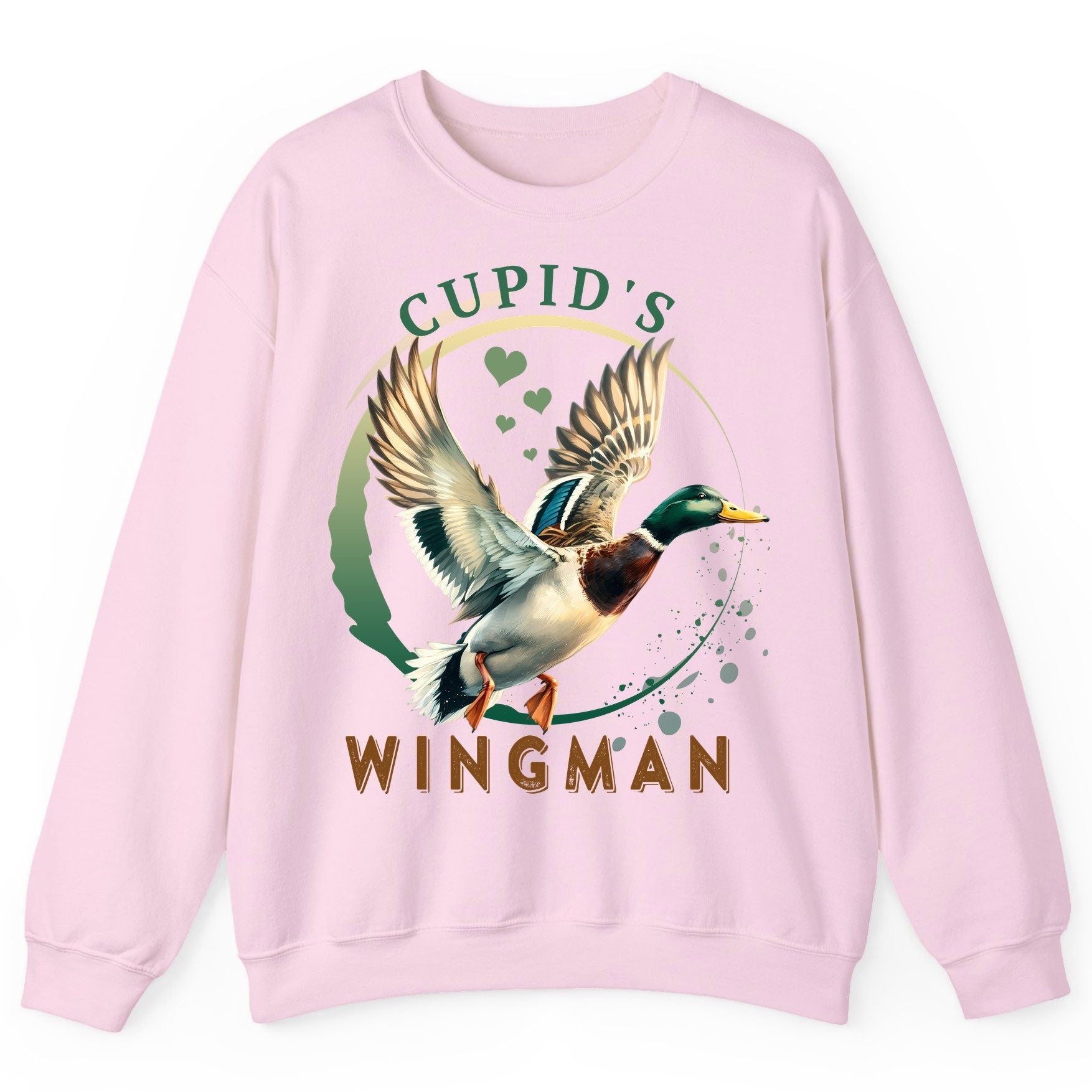Cupid's Wingman mallard duck Sweatshirt Light Pink product mockup