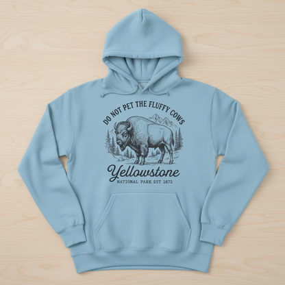 Do Not Pet The Fluffy Cows Yellowstone Bison Vintage Design Hoodie - Light Blue