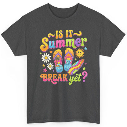 Is It Summer Break Yet Retro Vacation T-Shirt - product mockup - Dark Heather
