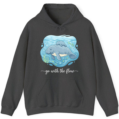 Go with the Flow Manatee Hoodie - product mockup - Dark Heather