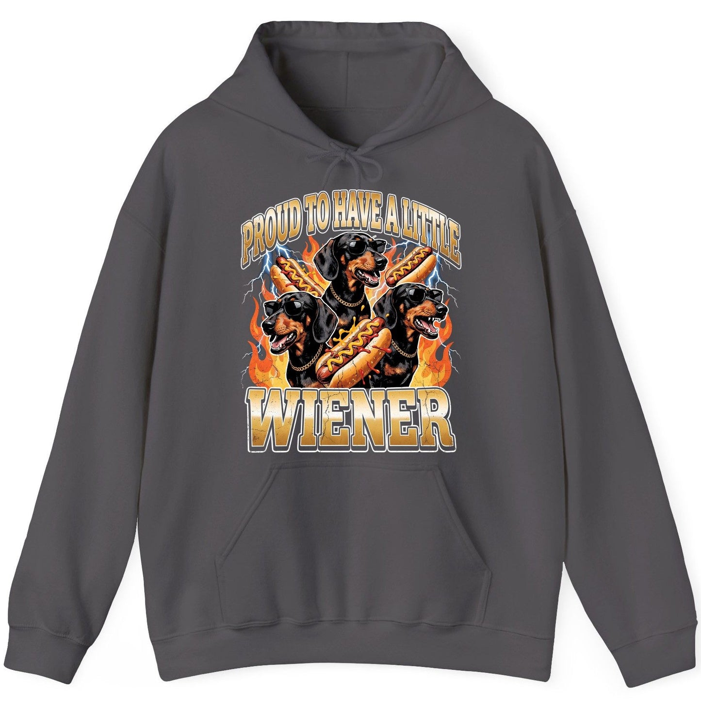 Proud to Have a Little Wiener dachshund Hoodie Charcoal product mockup