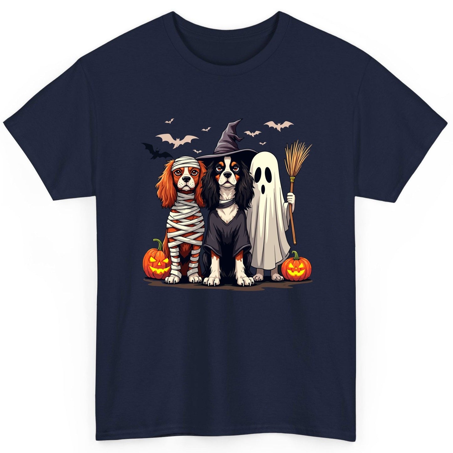 Cavalier Spaniel Halloween Dogs cavalier king charles spaniel T-Shirt Navy product mockup