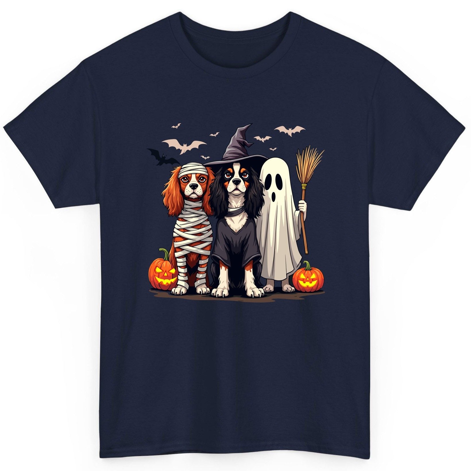 Cavalier Spaniel Halloween Dogs cavalier king charles spaniel T-Shirt Navy product mockup