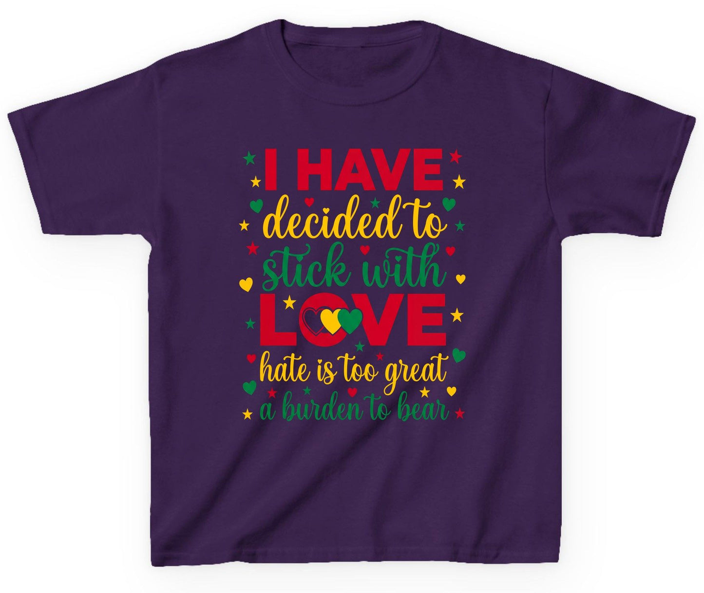I Have Decided to Stick with Love Hate Is Too Great a Burden to Bear black history month Youth T-Shirt Purple product mockup