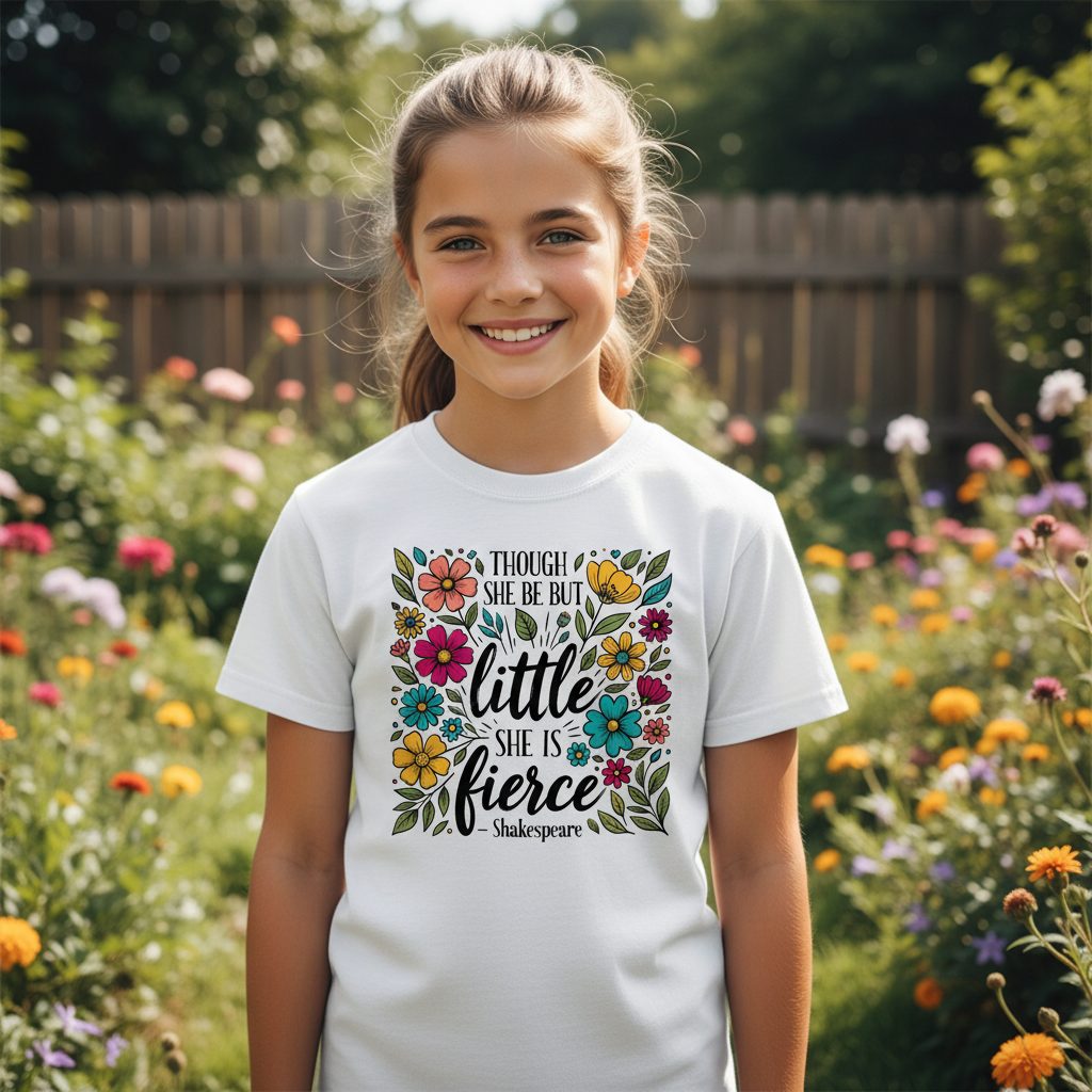 Though She Be but Little, She Is Fierce - Shakespeare shakespeare quote Youth T-Shirt White lifestyle mockup