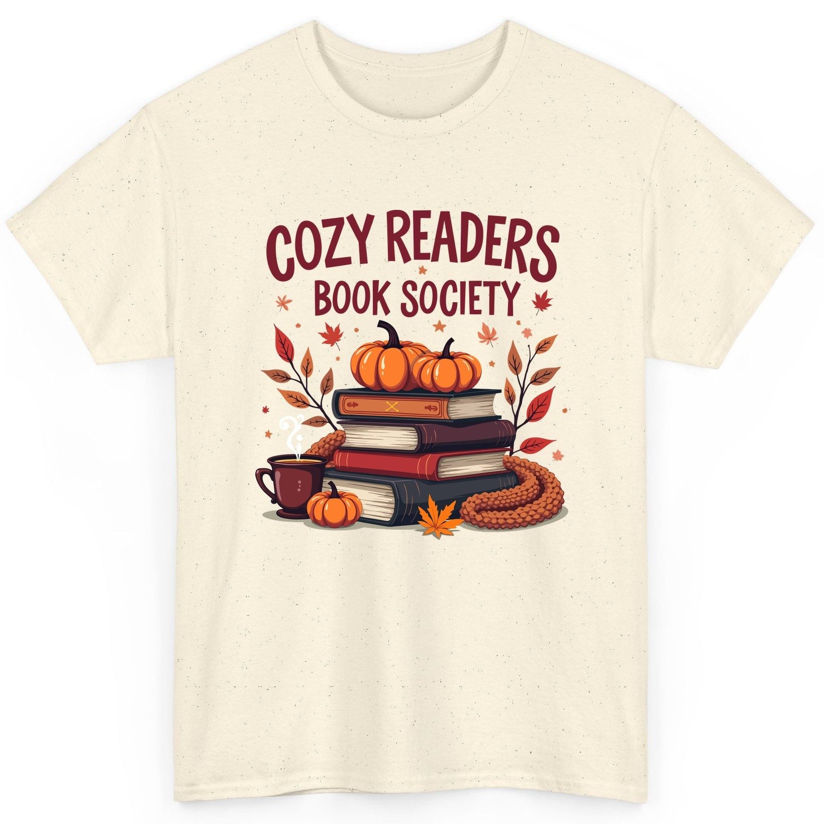 Cozy Readers Book Society reading T-Shirt Natural product mockup
