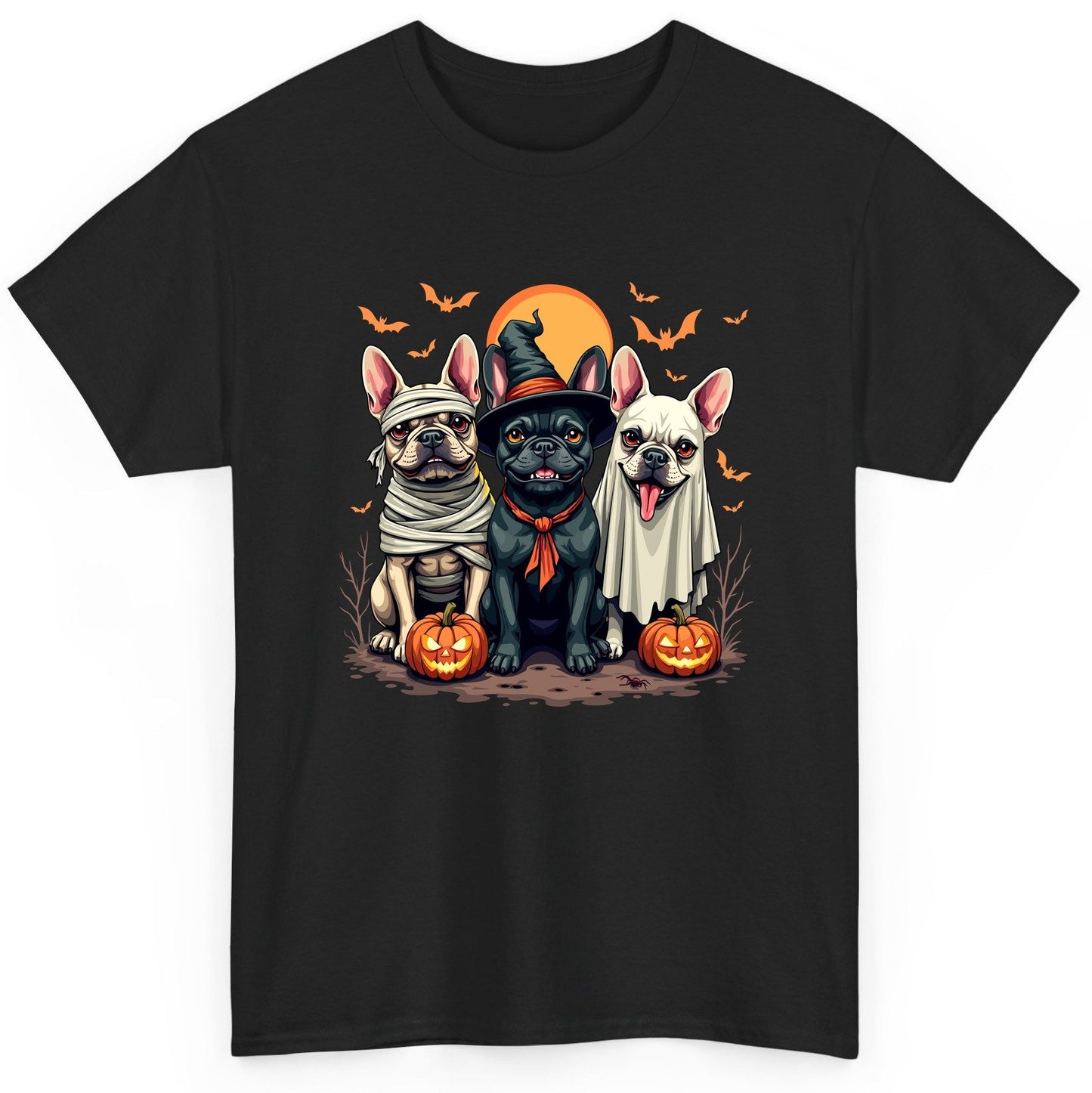 Halloween French Bulldogs Costumes french bulldogs T-Shirt Black product mockup