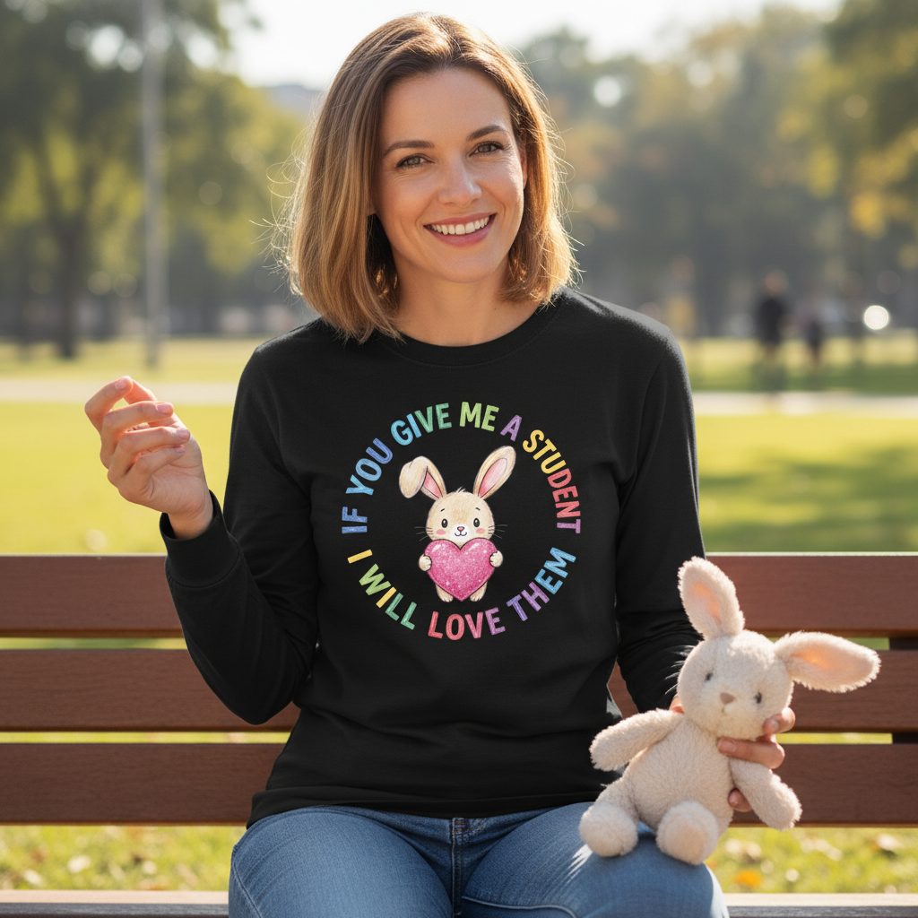 If You Give Me a Student I Will Love Them teacher Long Sleeve Tee Black lifestyle mockup