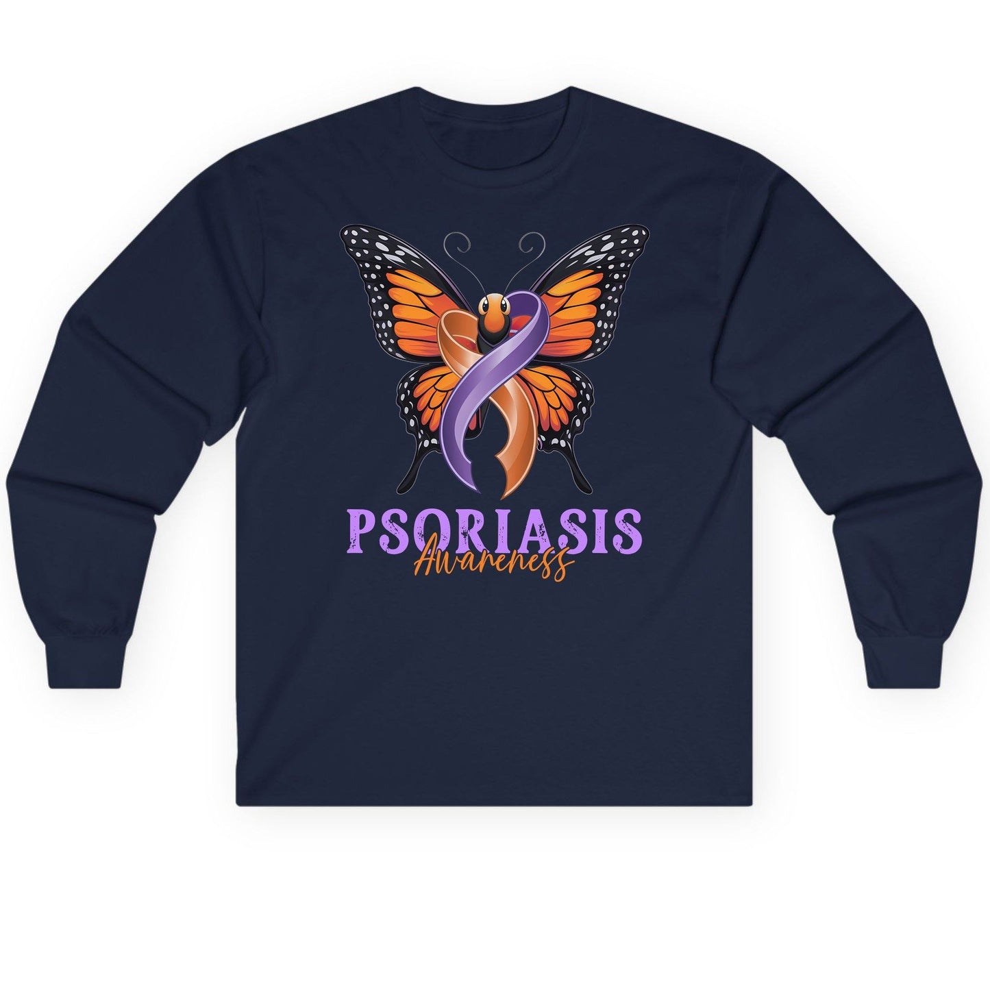 Psoriasis Awareness psoriasis awareness Long Sleeve Tee Navy product mockup