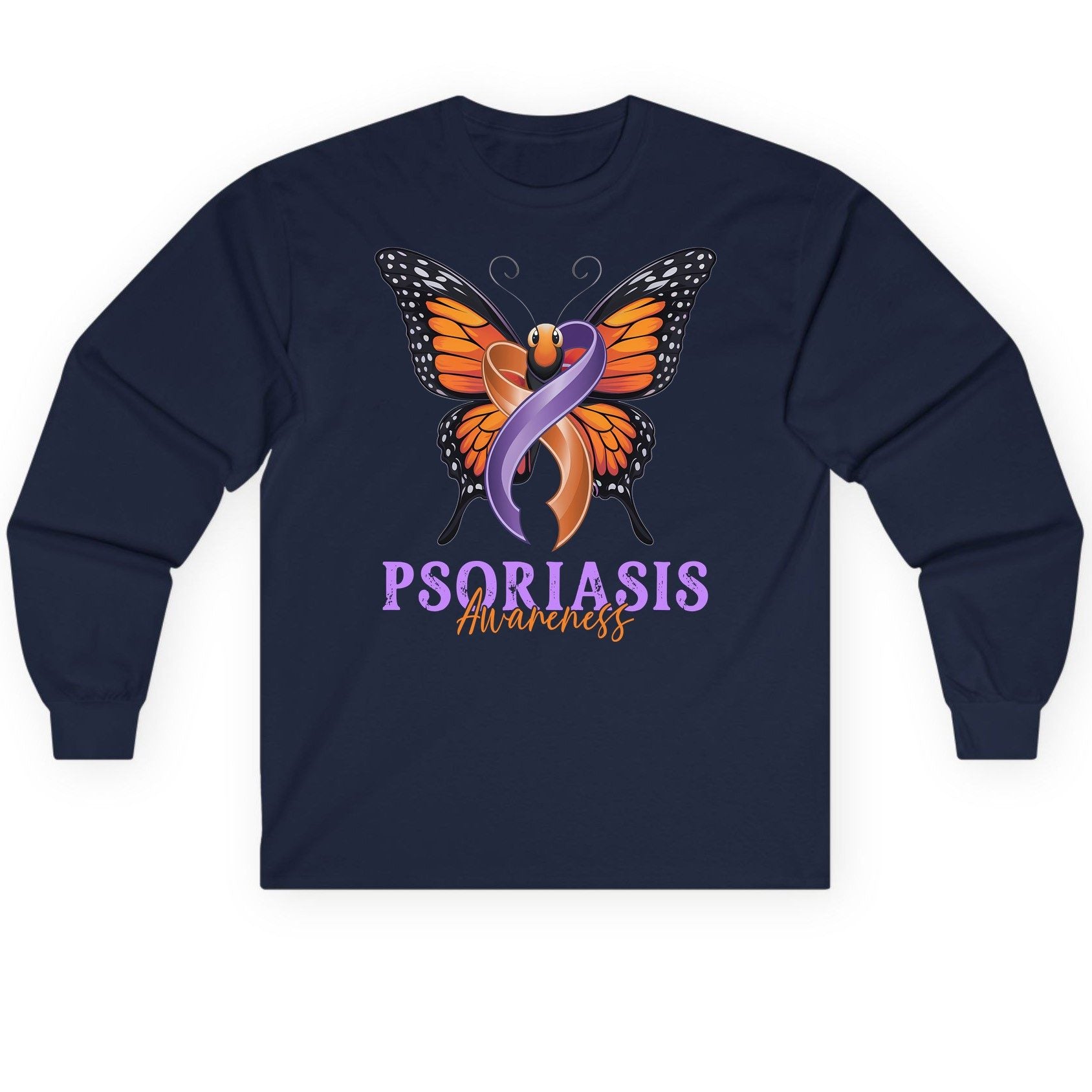 Psoriasis Awareness psoriasis awareness Long Sleeve Tee Navy product mockup