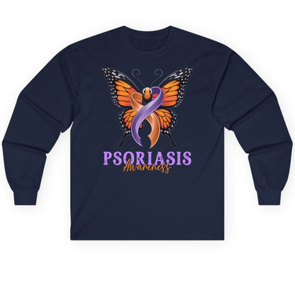 Psoriasis Awareness psoriasis awareness Long Sleeve Tee Navy product mockup