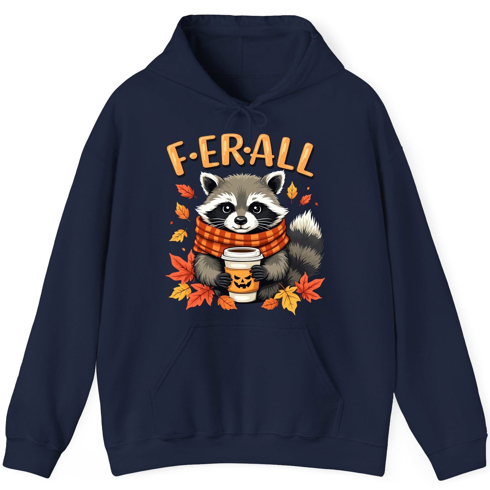 F ER All raccoon Hoodie Navy product mockup