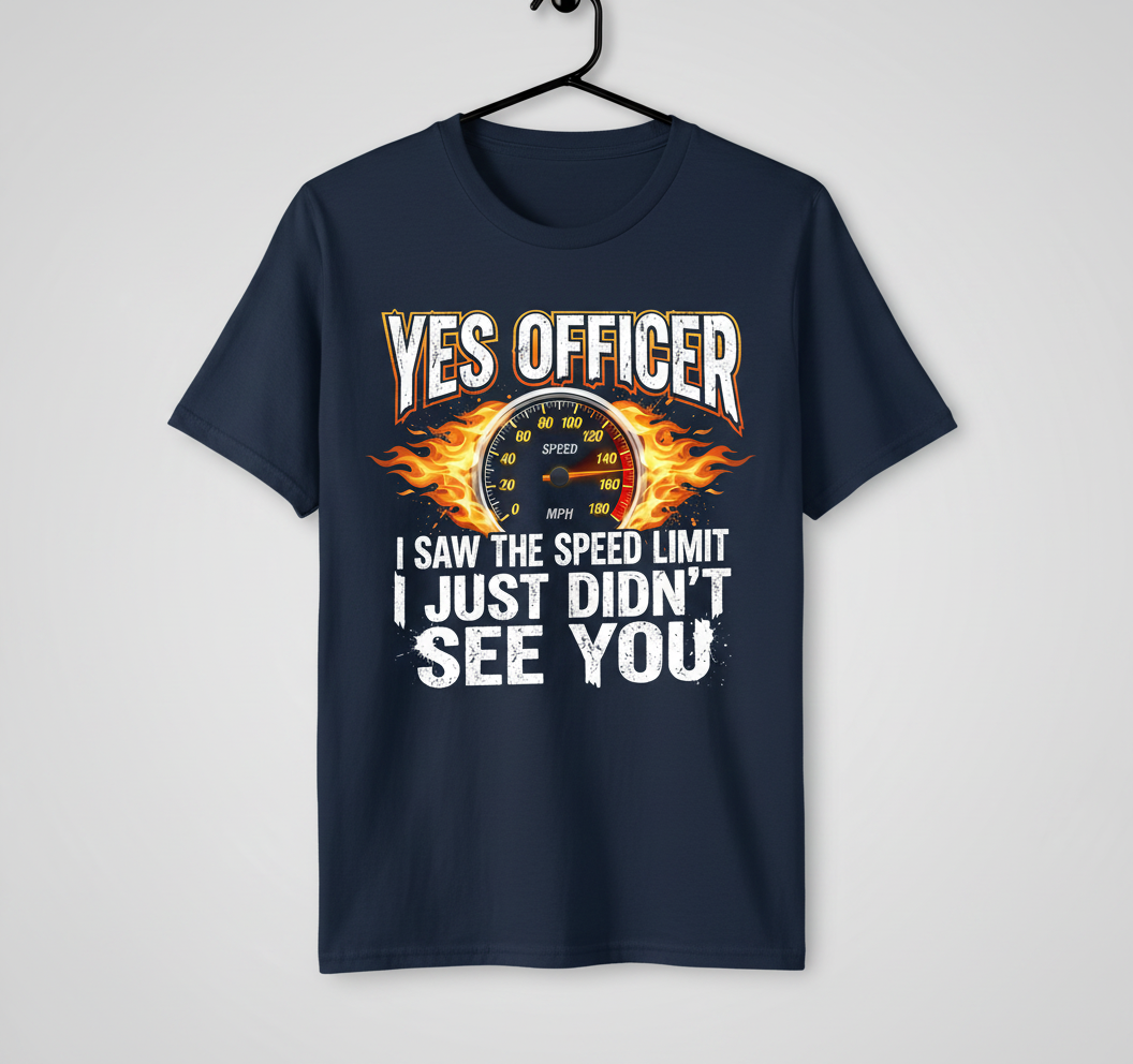 Yes Officer I Saw The Speed Limit Funny Car Enthusiast Design T-Shirt - Navy