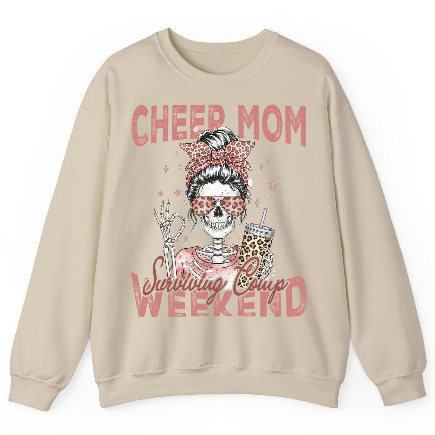 Cheer Mom Surviving Comp Weekend cheer mom Sweatshirt Sand product mockup