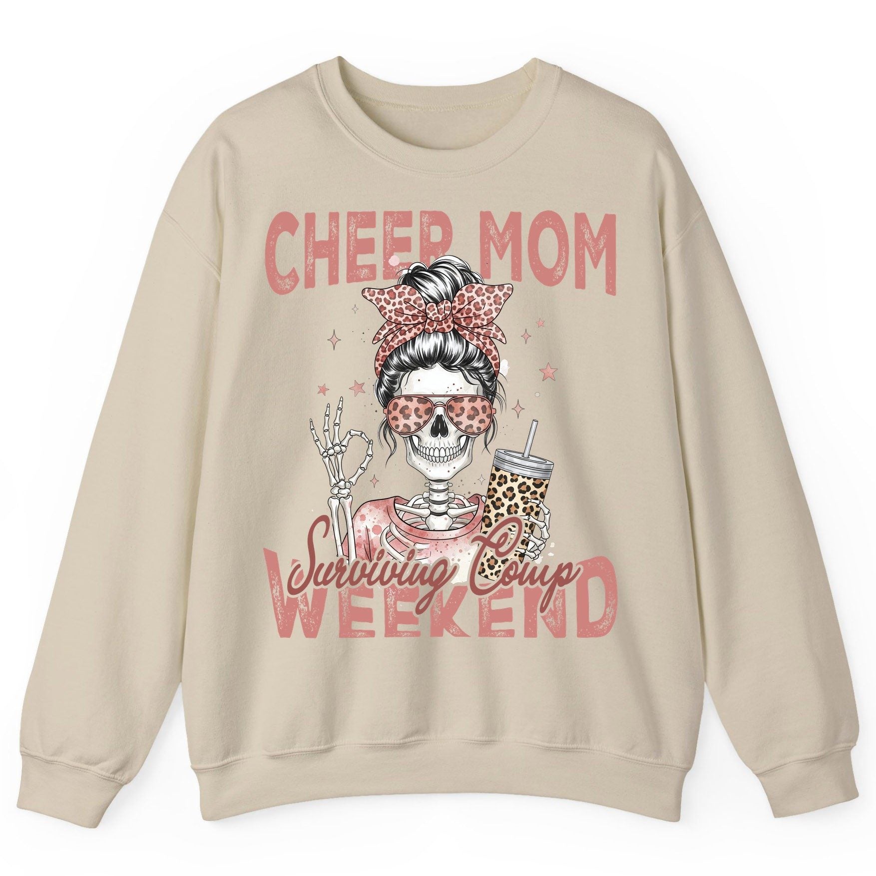 Cheer Mom Surviving Comp Weekend cheer mom Sweatshirt Sand product mockup