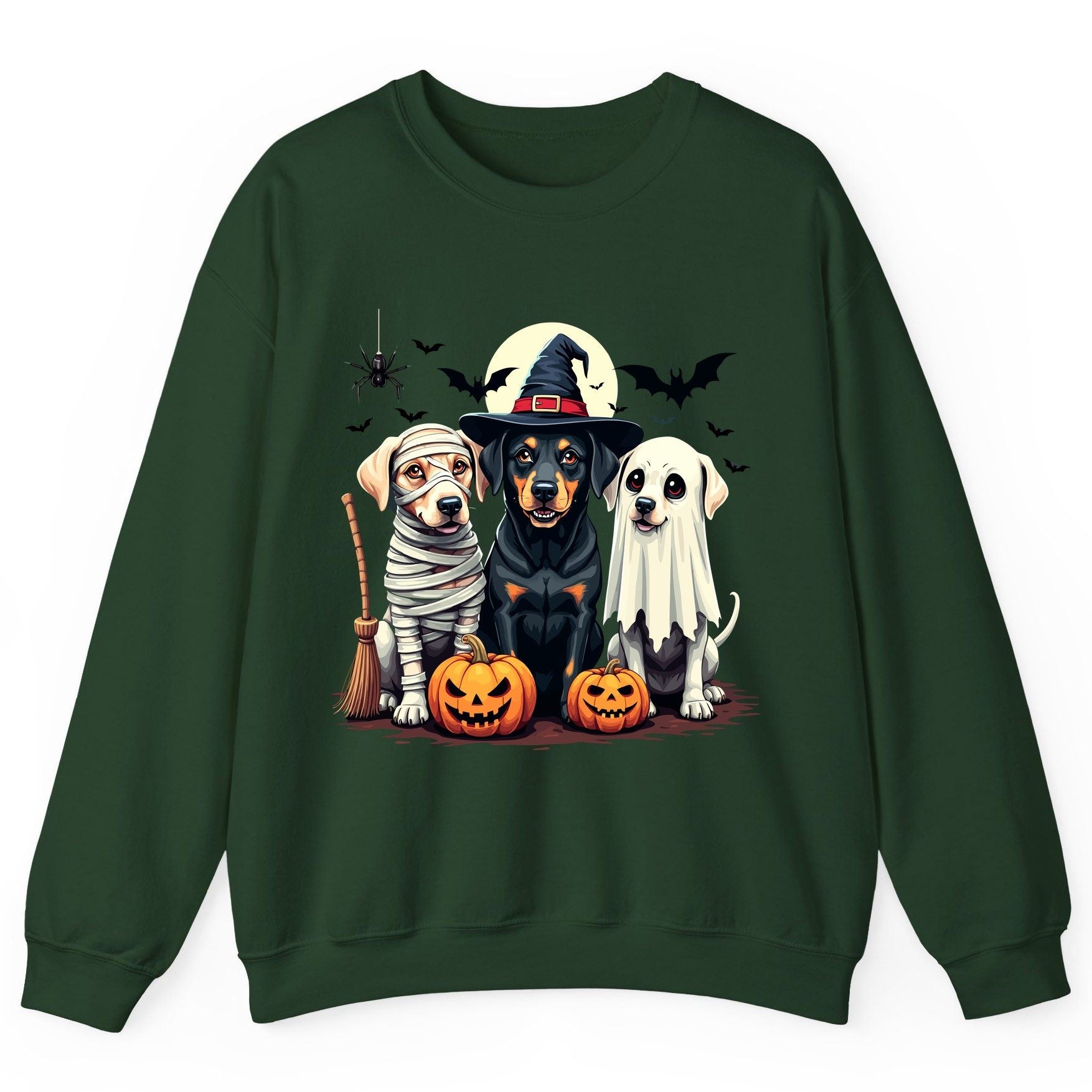 Halloween Dogs in Costumes dogs in Halloween costumes Sweatshirt Forest Green product mockup