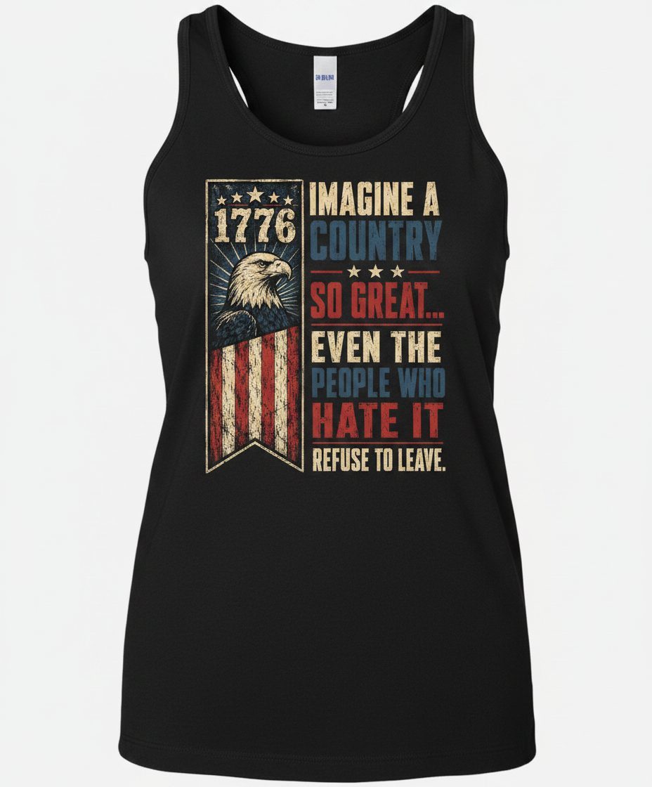 Imagine a Country So Great Patriotic Funny Patriots Tank Top - product mockup - Black
