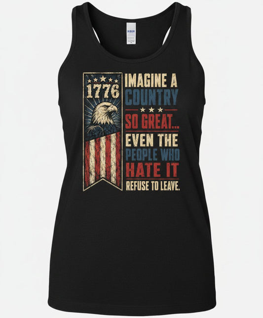 Imagine a Country So Great Patriotic Funny Patriots Tank Top - product mockup - Black